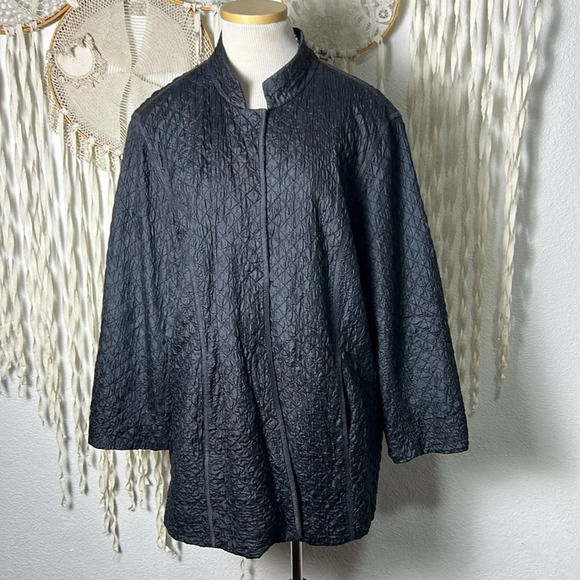 Eileen Fisher Women Gray Tussah Silk Jacket 1X - Picture 1 of 11